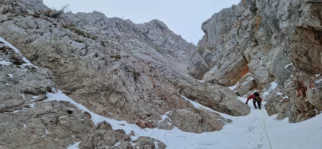 Drugi raztežaj, lažji teren, sva samo štrik vlekla