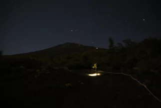 Na Fuji sva šla en dan po polni luni zato čelka niti ni bila tako nujna, ko sva prišla iz gozda