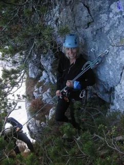 Sonja pred začetkom spusta.