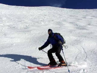 z Aiguillea du Midi tokrat s smučmi
